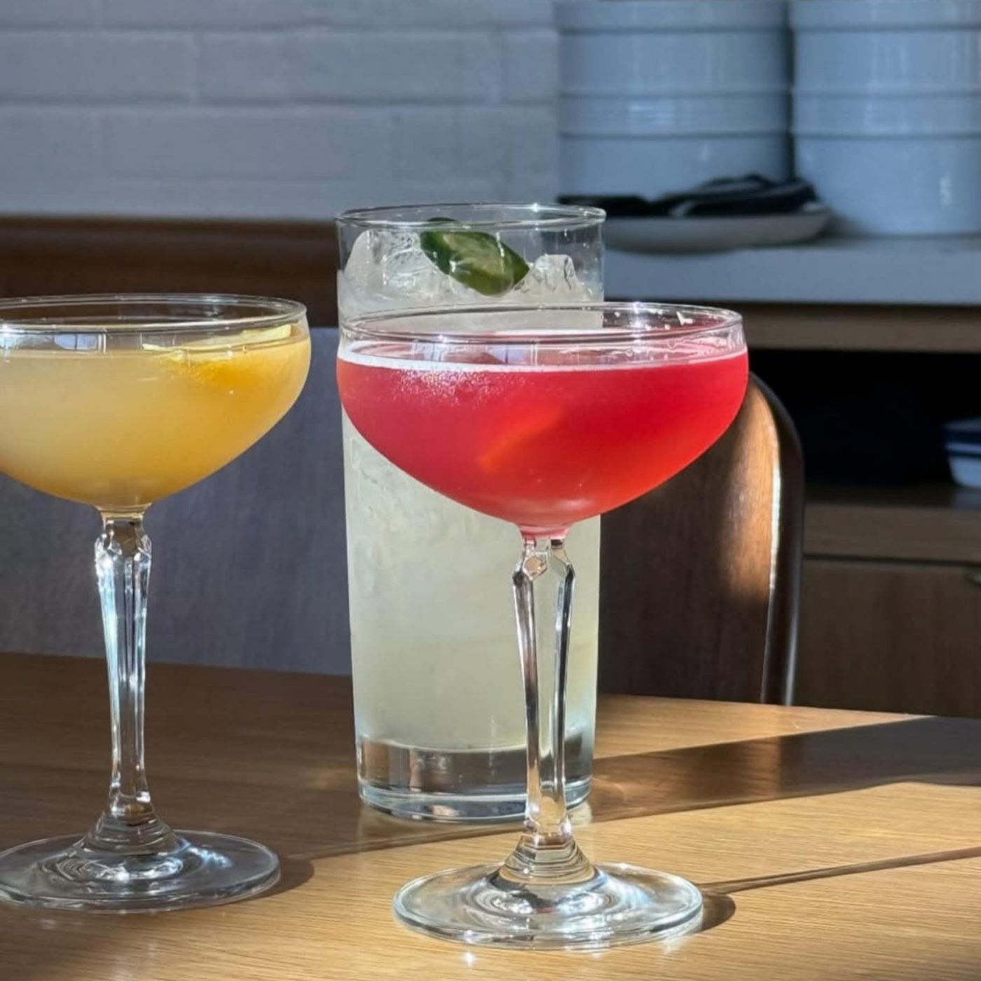 Glasses of wine at Tiny Grocer Café